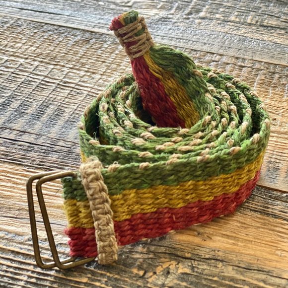 Hemp Boho Hippie Belt - Red, Yellow, or Green - Picture 1 of 3